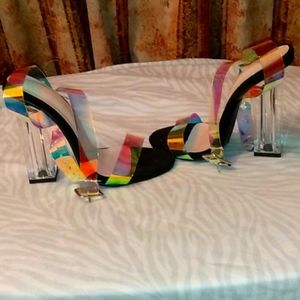 Black Shoes With Holographic Straps